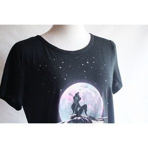 Disney Little Mermaid black and vibrant color graphic tee L